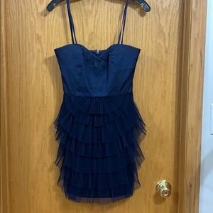 BCBGMaxAzria strapless tiered tulle cocktail dress